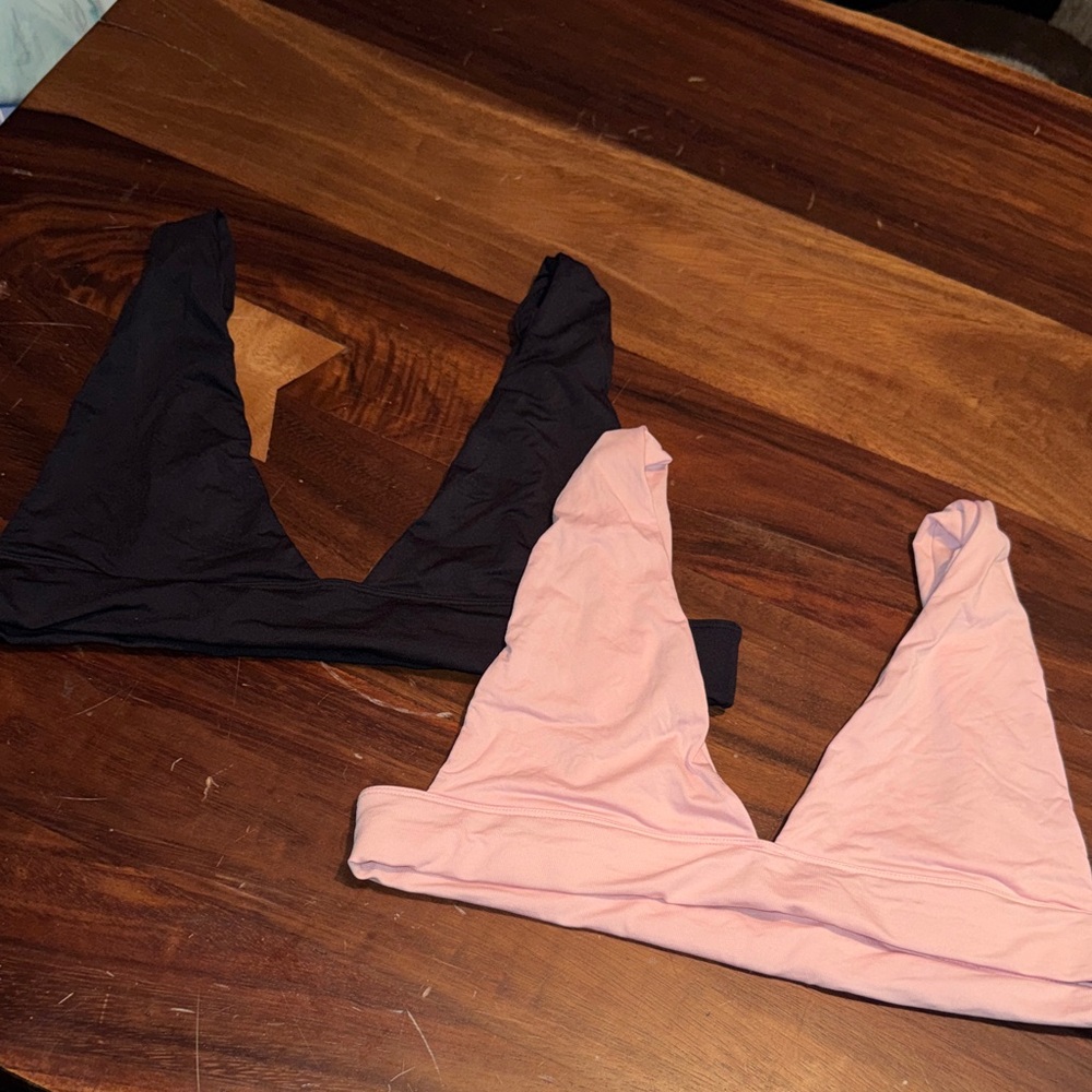 Free People Black and Pink Bralette Set